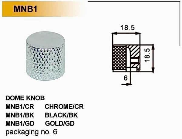 GİTAR POT. DÜĞME BAŞLIĞI (KUBBELİ) METAL, KROM, (1
