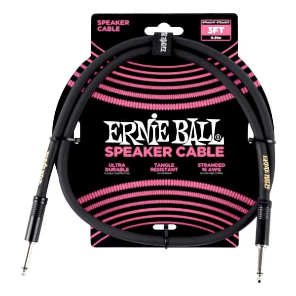 Ernie Ball P06071 3ft(0,91 m) Düz Siyah Kabin Kablosu