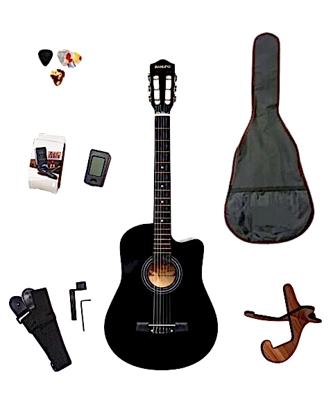 Kesik Kasa Klasik Gitar Seti 4/4 - Siyah