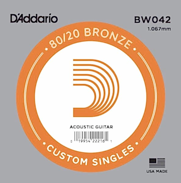 DADDARIO BW042 AKUSTİK TEK TEL, 80/20 BRONZE WOUND, 042, A-(LA)