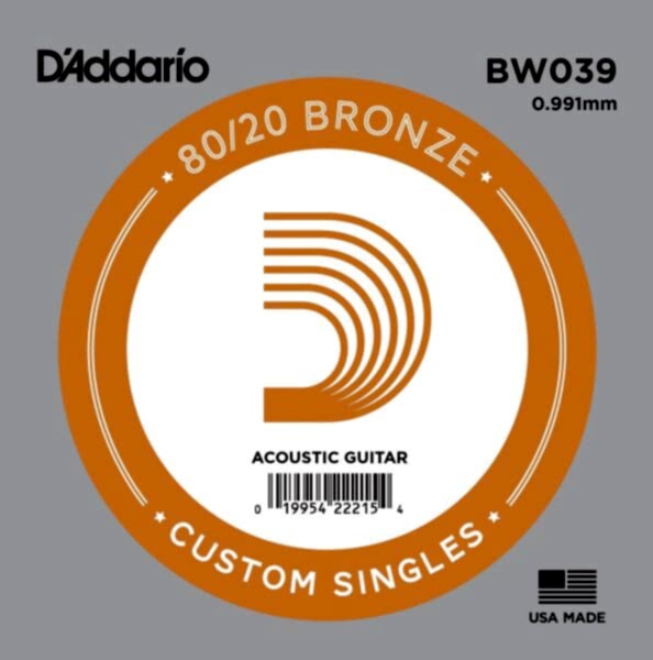 DADDARIO BW039 AKUSTİK TEK TEL, 80/20 BRONZE WOUND, 039, A-(LA)