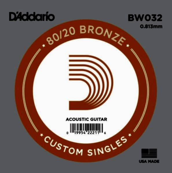 DADDARIO BW032 AKUSTİK TEK TEL, 80/20 BRONZE WOUND, 032, D-(RE)