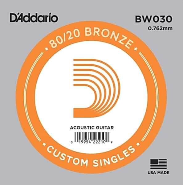 DADDARIO BW030 AKUSTİK TEK TEL, 80/20 BRONZE WOUND, 030, D-(RE)