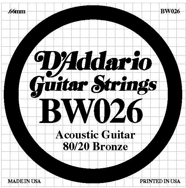 DADDARIO BW026 AKUSTİK TEK TEL,80/20 BRONZE WOUND, 026 , G-(SOL)