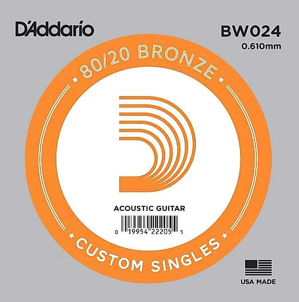 DADDARIO BW024 AKUSTİK TEK TEL, 80/20 BRONZE WOUND, 024, G-(SOL)